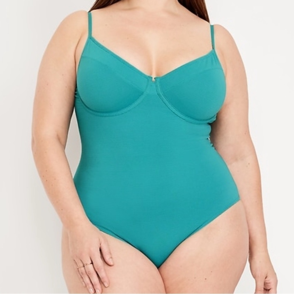 Textured One-Piece Balconette Swimsuit